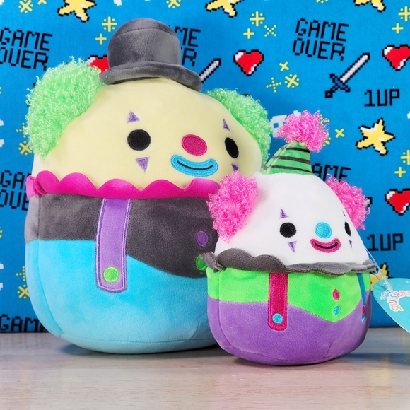 Squishmallow Resul the Clown 8" & Umberto 5" UltraSoft Blacklight Toy Plush NWT - Picture 2 of 8